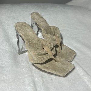 Furry square toe heels